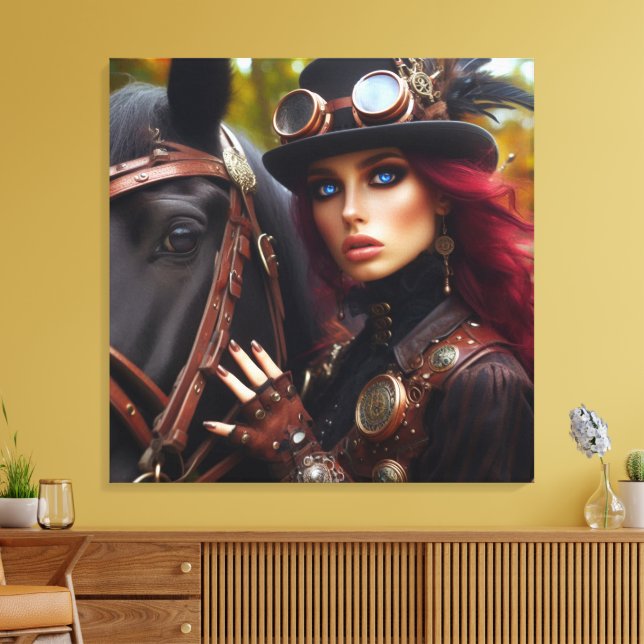 Dark Rider Steampunk Victorian Lady Canvas Print (Insitu(LivingRoom))