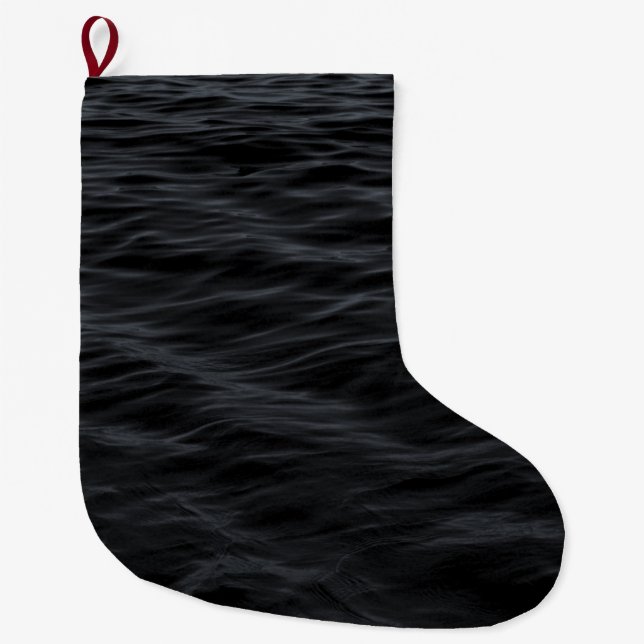 Dark Ripples (Black Water at Night) Large Christmas Stocking (Front)