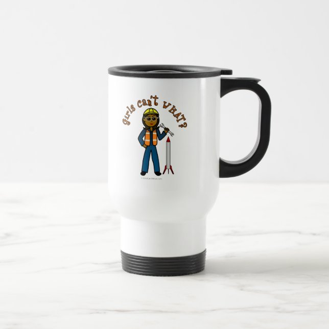 Dark Rocket Scientist Girl Travel Mug (Right)