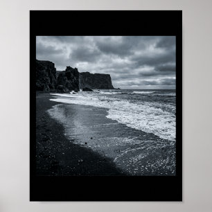 Dark Rocky Coast Waves Dramatic Ocean Shore Poster