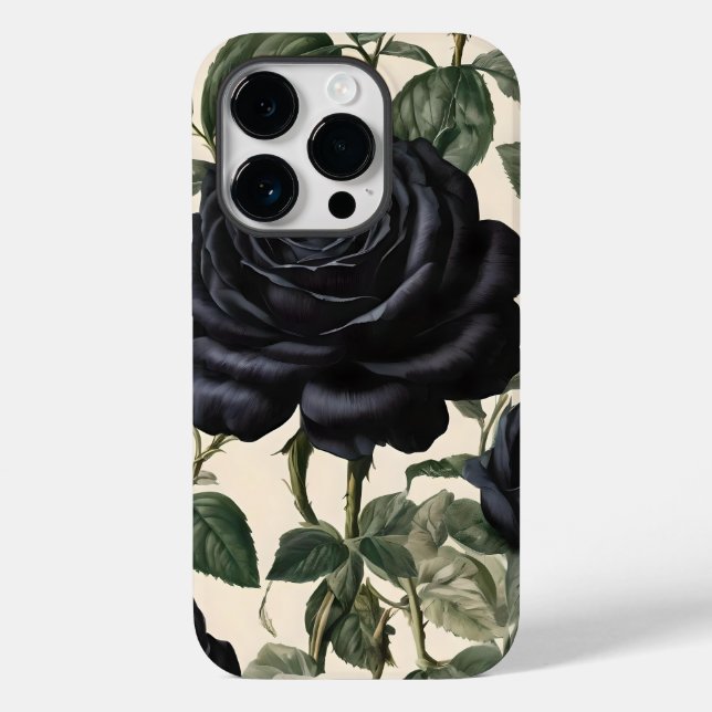 **"Dark Romance: Black Vintage Provincial Roses"** Case-Mate iPhone Case (Back)