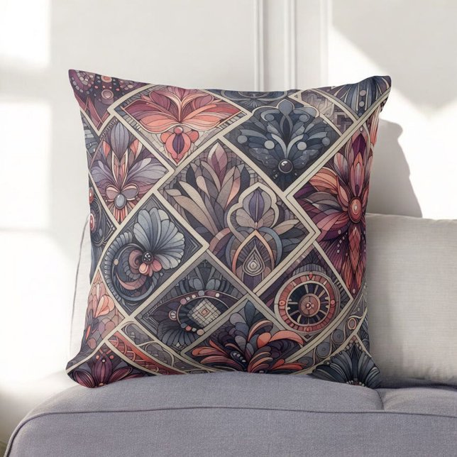 Dark Romance Boho Watercolor Floral Spring Summer Cushion (Creator Uploaded)