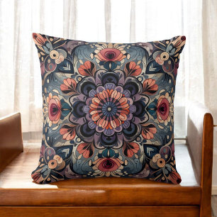 Dark Romance Boho Watercolor Floral Spring Summer Cushion