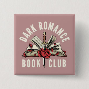Dark Romance Book Club Red Floral Pink 15 Cm Square Badge