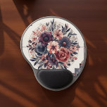 Dark Romance Burgundy Art Deco Floral Summer  Gel Mouse Pad<br><div class="desc">Moody burgundy mouse pad featuring intricate Art Deco floral patterns – a gothic-chic desk accessory for summer workspaces and spring setups.</div>
