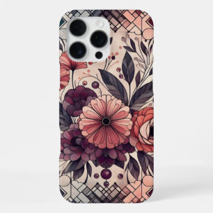 Dark Romance Burgundy Art Deco Floral Summer iPhone 16 Pro Max Case