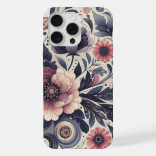 Dark Romance Burgundy Art Deco Floral Summer iPhone 15 Pro Max Case