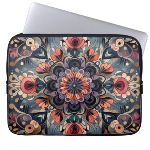 Dark Romance Burgundy Art Deco Floral Summer Laptop Sleeve