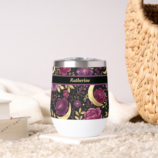 Dark Romance Celestial Moon Name Purple Gold (Living Room (Rotated))