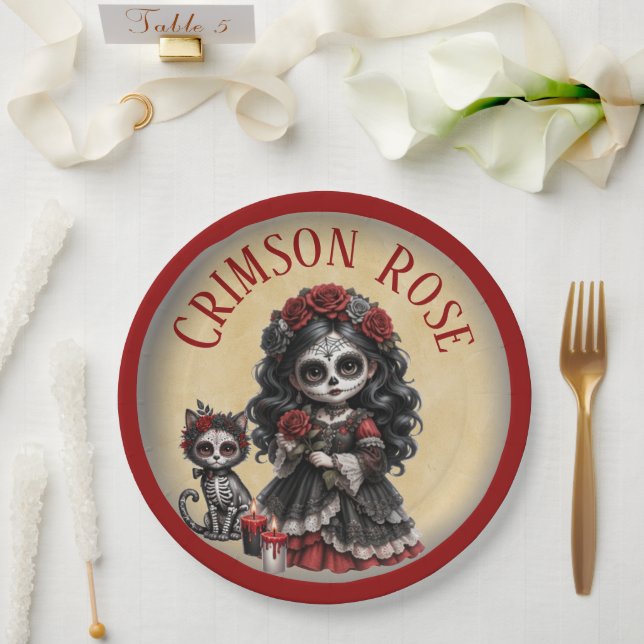 Dark Romance_ Crimson Rose Paper Plate (Wedding)