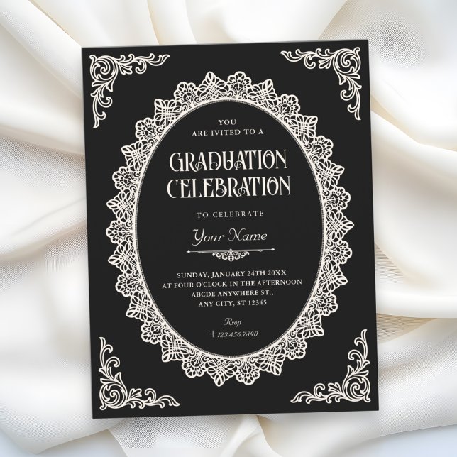 Dark Romance elegant graduation Invitation (Creator Uploaded)