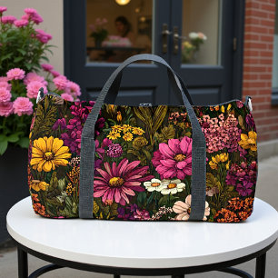 Dark Romance Floral Bloom Duffle Bag