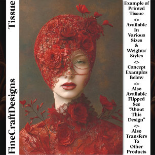Dark Romance Red Lace Masked Woman CW7L Decoupage Tissue Paper