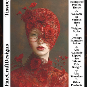 Dark Romance Red Lace Masked Woman CW7R Decoupage Tissue Paper