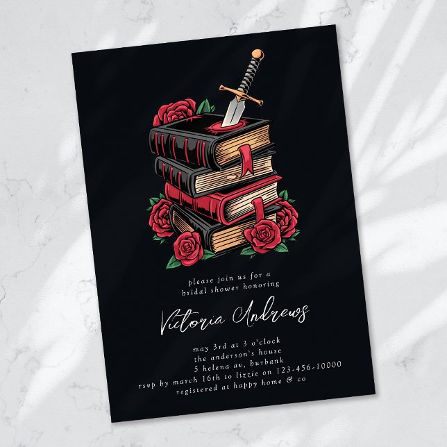Dark Romance Romantacy Bookish Bridal Shower Invitation (Creator Uploaded)