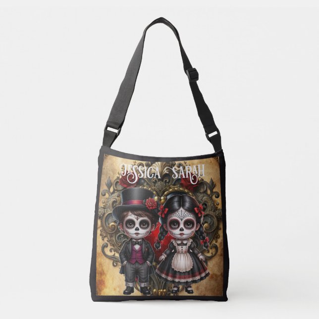 Dark Romance Sugar Skulls Crossbody Bag (Front)