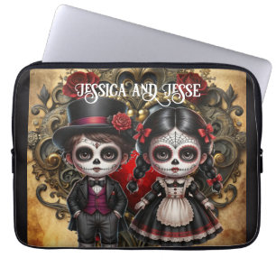 Dark Romance Sugar Skulls_Puppy Love Laptop Sleeve