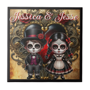 Dark Romance Sugar Skulls_Puppy Love Tile