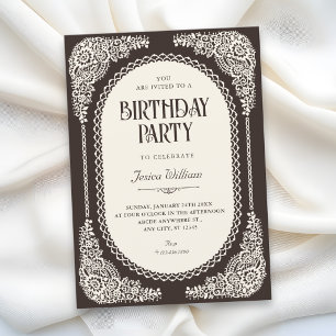 Dark romance victorian lace birthday invitation