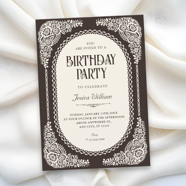 Dark romance victorian lace birthday invitation (Creator Uploaded)