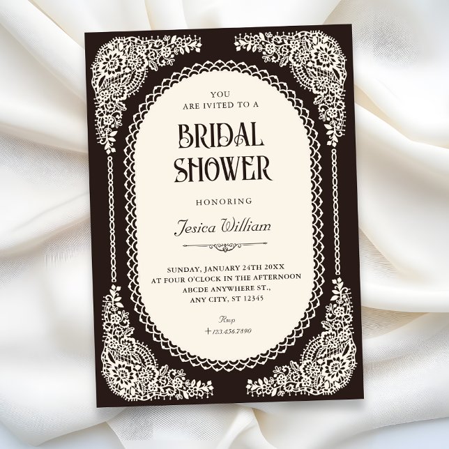 Dark romance victorian lace bridal shower invitation (Creator Uploaded)
