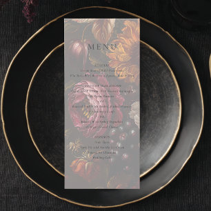 Dark Romantic Baroque Floral Painting Wedding Menu