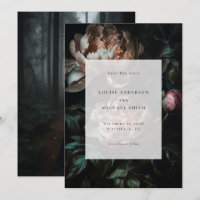 Dark Romantic Black Peony Floral Wedding Photo