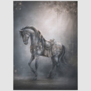 Dark Romantic Fantasy Carousel Horse for Decoupage Tissue Paper