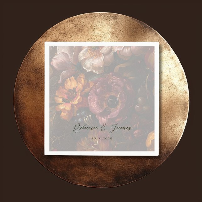 Dark Romantic Floral Dutch Art Painting Wedding Napkin (Creator Uploaded)