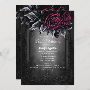 Dark Romantic Floral Gothic Bridal Shower Invitation
