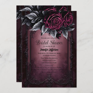 Dark Romantic Floral Gothic Bridal Shower Invitation