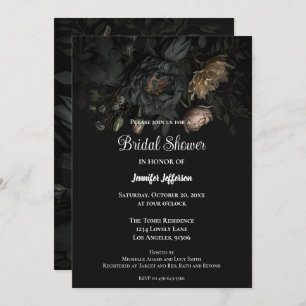 Dark Romantic Floral Gothic Bridal Shower Invitation