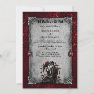 Dark Romantic Floral Gothic wedding invitation