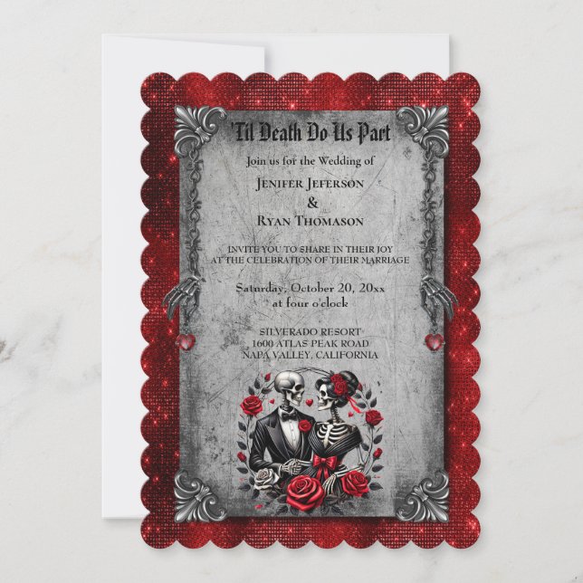 Dark Romantic Floral Gothic wedding invitation (Front)