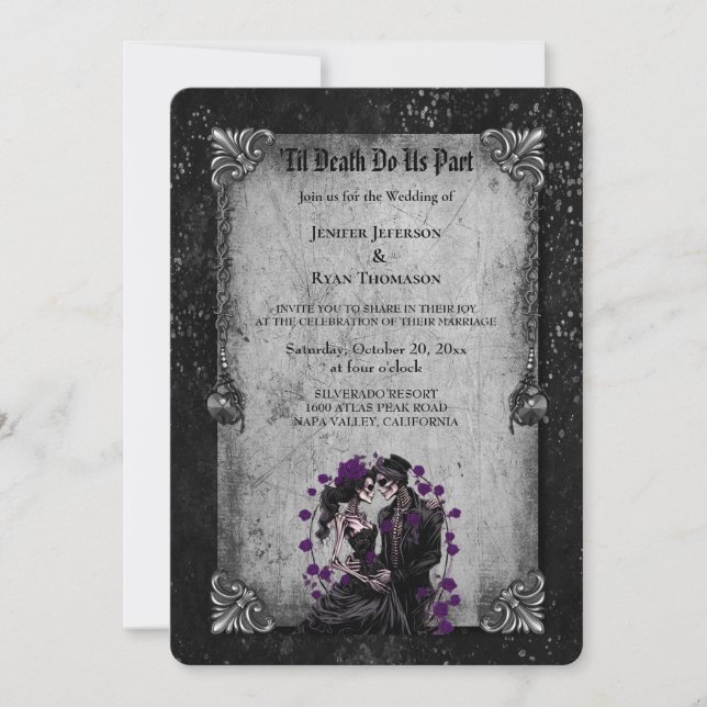 Dark Romantic Floral Gothic wedding invitation (Front)