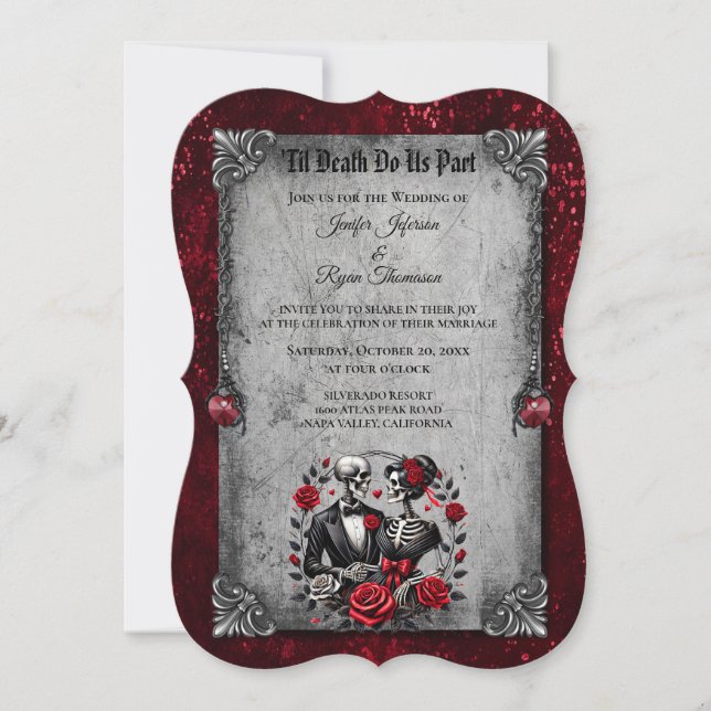 Dark Romantic Floral Gothic wedding invitation (Front)