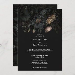 Dark Romantic Floral Gothic wedding invitation