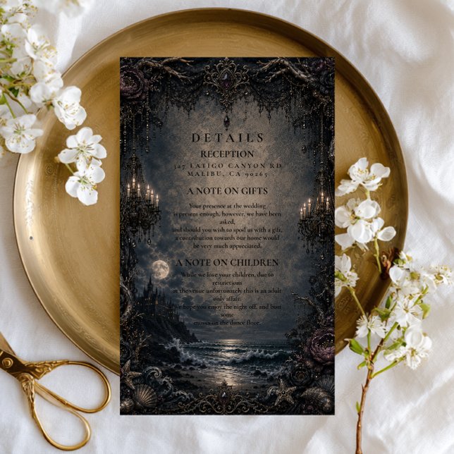 Dark Romantic Goth Beach Wedding Enclosure Card (Creator Uploaded)