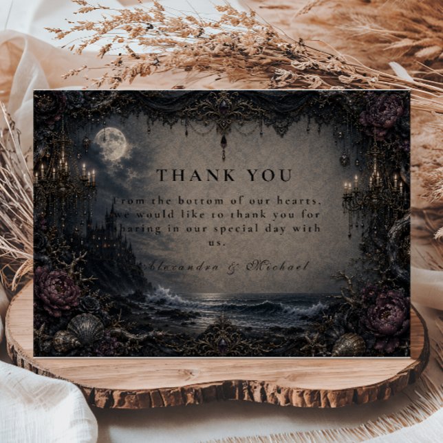 Dark Romantic Goth Beach Wedding Thank You Card (Creator Uploaded)