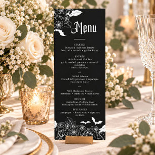 Dark Romantic Gothic Floral Wedding Black Menu