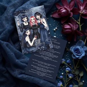 Dark Romantic Gothic Girl Bachelorette Party Invitation
