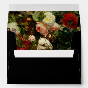 Dark romantic moody elegant floral flowers wedding envelope