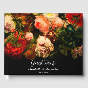 Dark romantic moody elegant floral wedding guest book