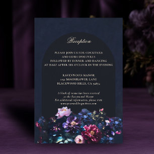 Dark Romantic Moody Floral Black Wedding Details Enclosure Card