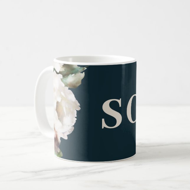 Dark romantic painted floral initials gift elegant coffee mug (Front Left)