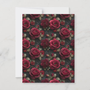 Dark Romantic Red Roses and Buds on Black Lace Postcard