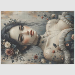Dark Romantic Woman Portrait Decoupage Tissue Paper