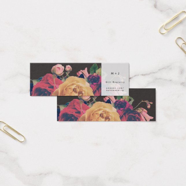 Dark Rose Botanical Fete Registry Insert Card (Office)