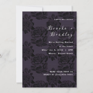 Dark Rose Floral Wedding Invitation