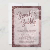 Dark Rose Gold Glitter Champagne Brunch & Bubbly